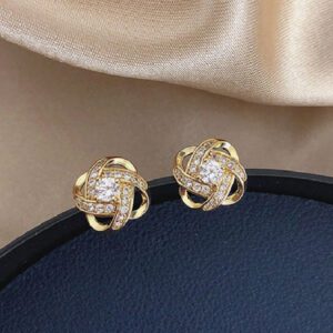 Kolczyki wezel z cyrkoniami ze stali szlachetnej damskie 2