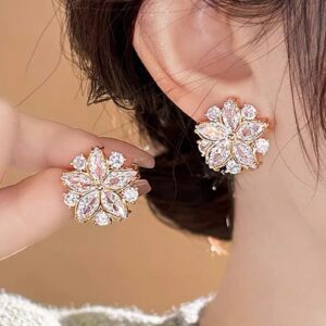 Kolczyki Kwiaty Cyrkonie Stal Chirurgiczna Sztyfty Duże Markizy Ślubne Glamour