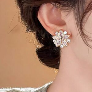 Kolczyki Kwiaty Cyrkonie Stal Chirurgiczna Sztyfty Duze Markizy Slubne Glamour 2