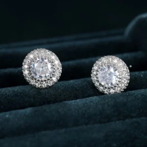 Kolczyki Cyrkonie Imitacja Diamentów w kolorze srebrnym 0.9cm