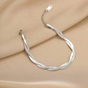 bransoletka kolor srebrny stal nierdzewna zapiecie regulowane 1