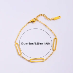 bransoletka stal nierdzewna kolor zloty zapiecie na regulacji wzor widniejacy na bransoletce to elementy owalne 1