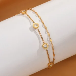 podwoja bransoletka stal nierdzewna pozlacana zlotem 18 k pieknie zdobiona 2