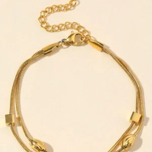 Bransoletka ze stali szlachetnej zlota geometryczna regulowana 2