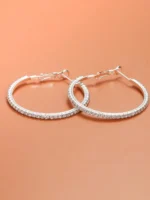 Klasyczny Modny Koło i kryształ górski Okrągłe Kolczyki Hoop (2)