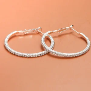 Kolczyki koła ze stali szlachetnej z cyrkoniami srebrne 4,3cm