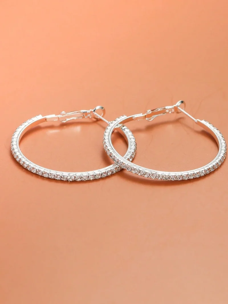 Klasyczny Modny Koło i kryształ górski Okrągłe Kolczyki Hoop (2) Klasyczny Modny Kolo i krysztal gorski Okragle Kolczyki Hoop 2