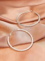 Klasyczny Modny Koło i kryształ górski Okrągłe Kolczyki Hoop (4)