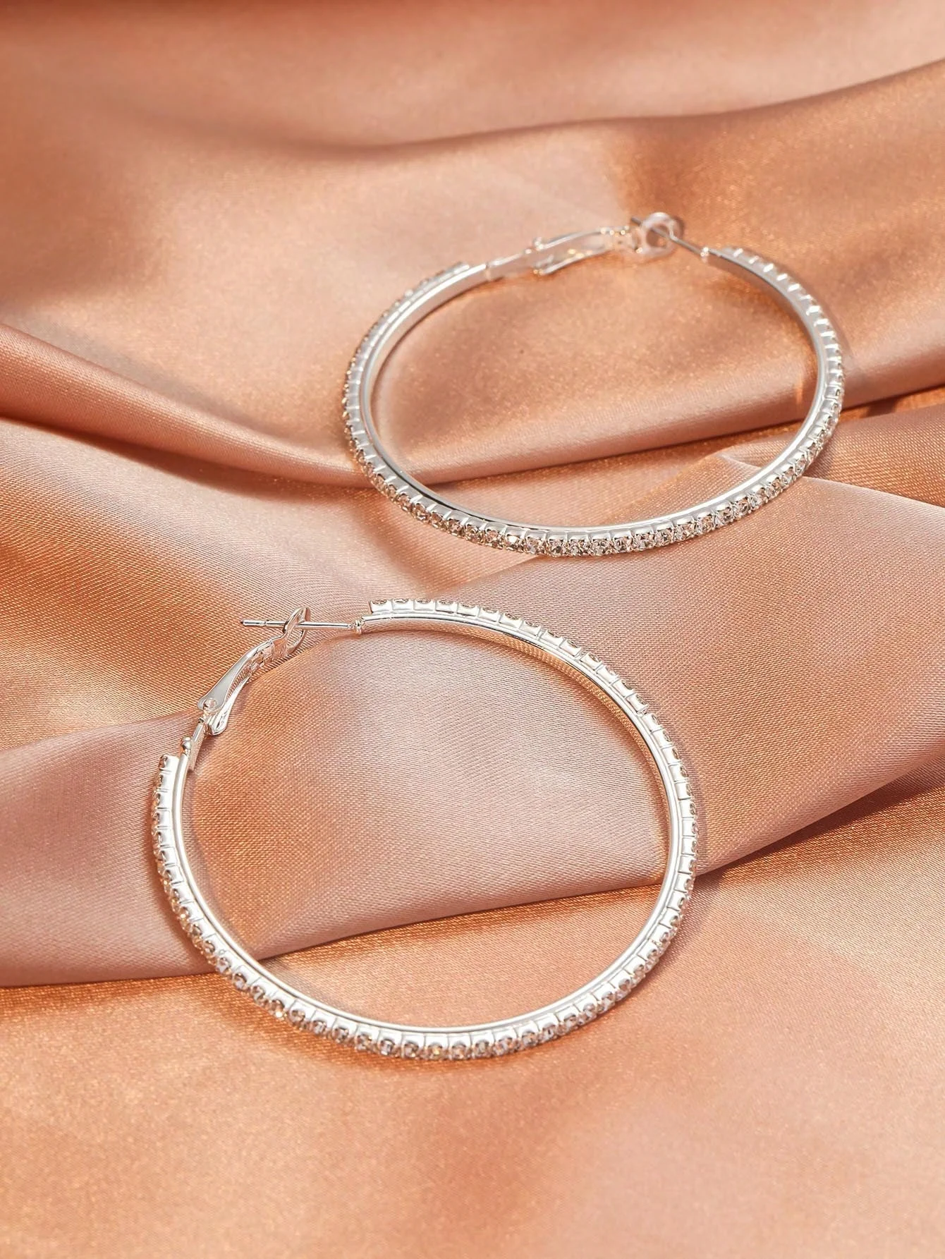 Klasyczny Modny Koło i kryształ górski Okrągłe Kolczyki Hoop (4)