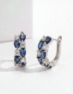 Kolczyki koła ze stali srebrne z niebieskimi cyrkoniami damskie (0)