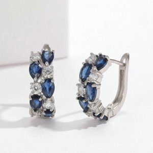 Kolczyki Platerowane Srebrem 925 z niebieskimi Cyrkoniami Kubicznymi