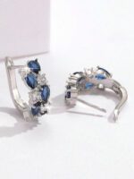 Kolczyki koła ze stali srebrne z niebieskimi cyrkoniami damskie (1)