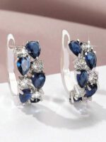 Kolczyki koła ze stali srebrne z niebieskimi cyrkoniami damskie (2)