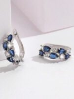 Kolczyki koła ze stali srebrne z niebieskimi cyrkoniami damskie (3)