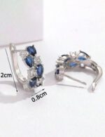 Kolczyki koła ze stali srebrne z niebieskimi cyrkoniami damskie (4)