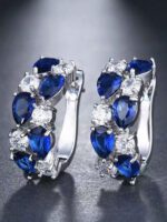 Kolczyki koła ze stali srebrne z niebieskimi cyrkoniami damskie (5)