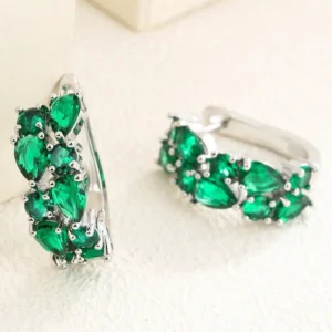 Kolczyki Koła z zielonymi Cyrkoniami Kubicznymi z Srebra 925 i stali