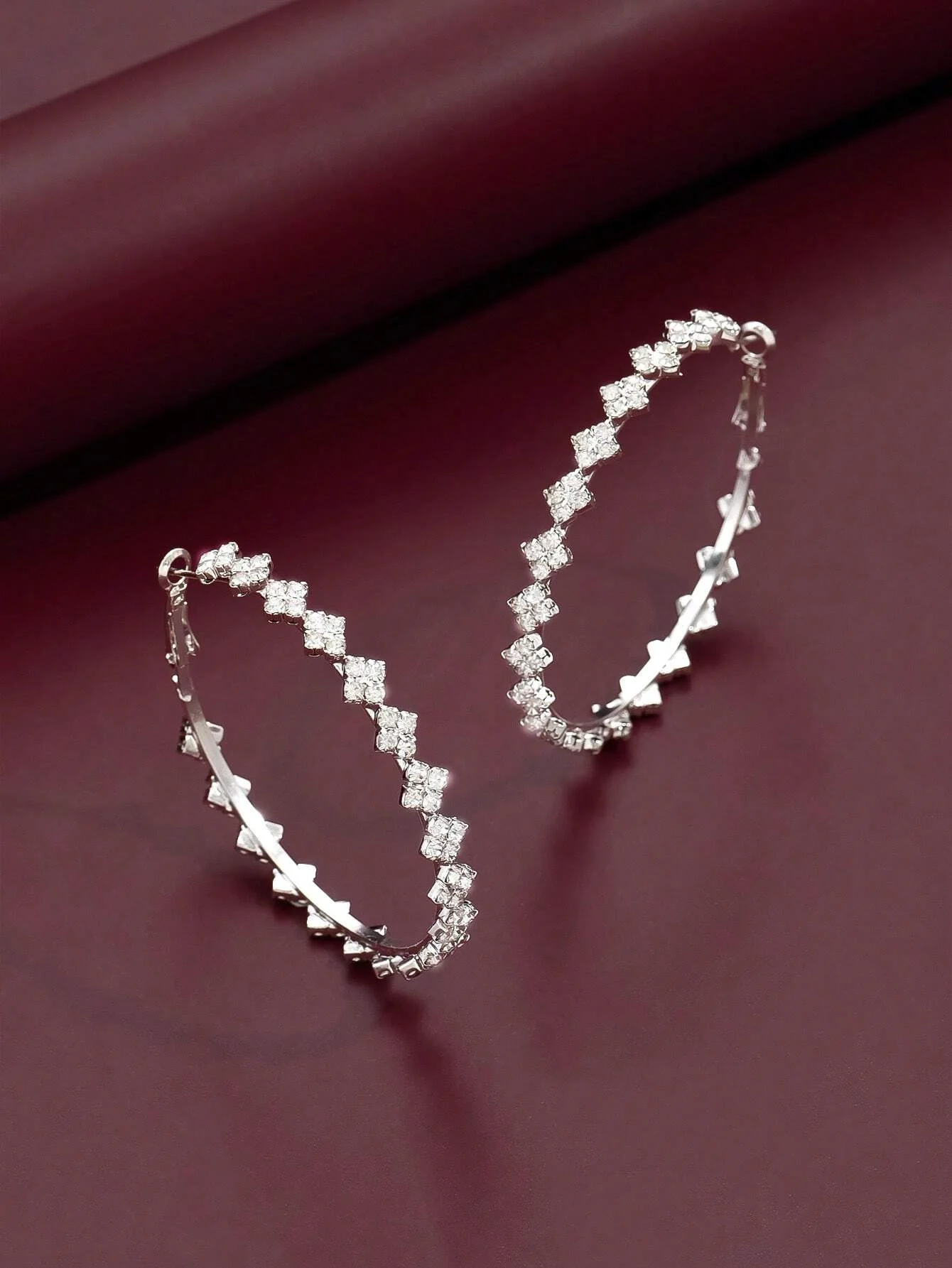 Kolczyki koła ze stali szlachetnej z kryształami srebrne damskie (2)