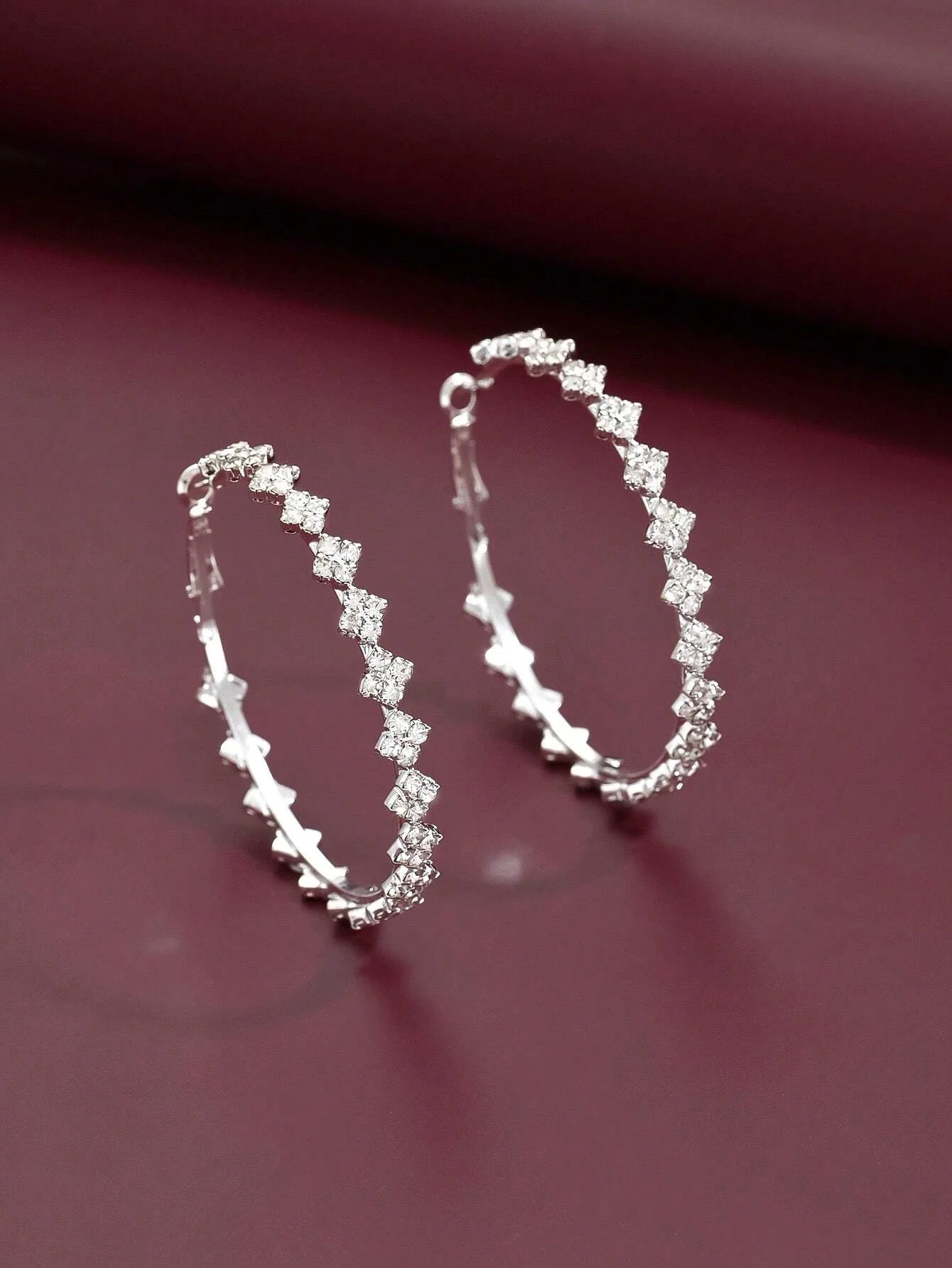 Kolczyki koła ze stali szlachetnej z kryształami srebrne damskie (3)