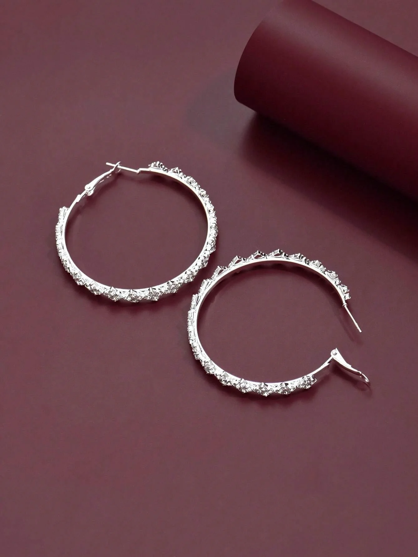 Kolczyki koła ze stali szlachetnej z kryształami srebrne damskie (4)