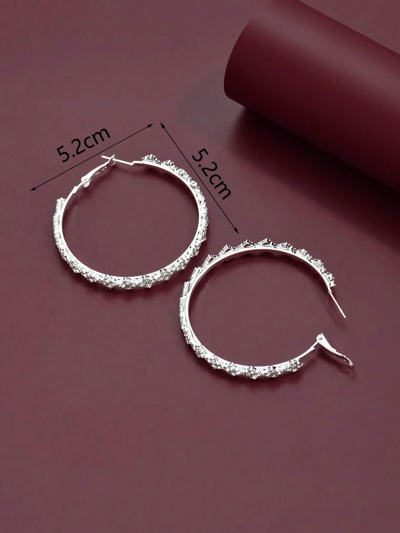 Kolczyki koła ze stali szlachetnej z kryształami srebrne damskie (5)