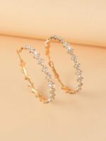 Kolczyki koła ze stali szlachetnej z kryształami złote damskie (2)