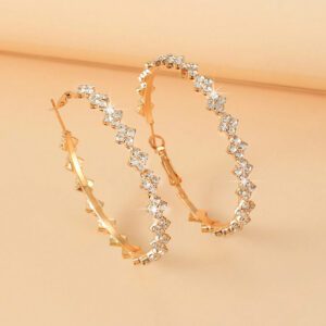 Kolczyki kola ze stali szlachetnej z krysztalami zlote damskie 2