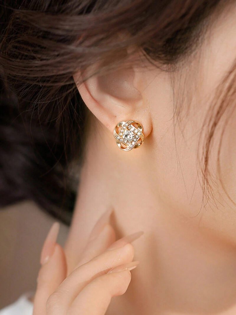 Kolczyki wezel z cyrkoniami ze stali szlachetnej damskie 1