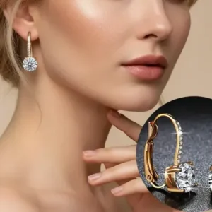 Kolczyki Wiszące Stal Chirurgiczna 316L Cyrkonie Angielskie Zapięcie Solitaire w kolorze złotym