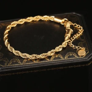 Bransoletka Twisted Regulowana Pozłacana Stal Szlachetna 316L