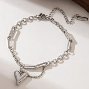 Bransoletka z Sercem Pozłacana Regulowana idealna w kolorze Srebrnym