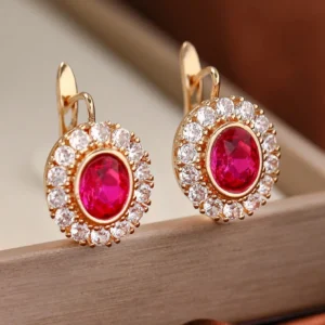 Kolczyki z Czerwonymi Cyrkoniami ze stali Zapięcie angielskie