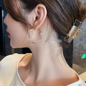 Kolczyki ze stali szlachetnej koła skręcane Twist Hoop duże złote