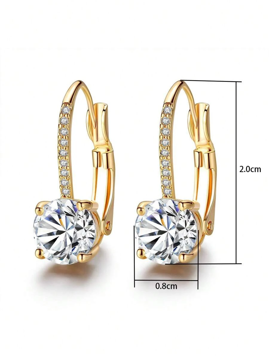 Kolczyki Wiszące Stal Chirurgiczna 316L Cyrkonie Angielskie Zapięcie Solitaire w kolorze złotym Kolczyki Wiszące Stal Chirurgiczna 316L Cyrkonie Angielskie Zapięcie Solitaire w kolorze złotym - obrazek 5