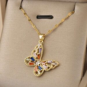 Naszyjnik ze stali szlachetnej Motyl